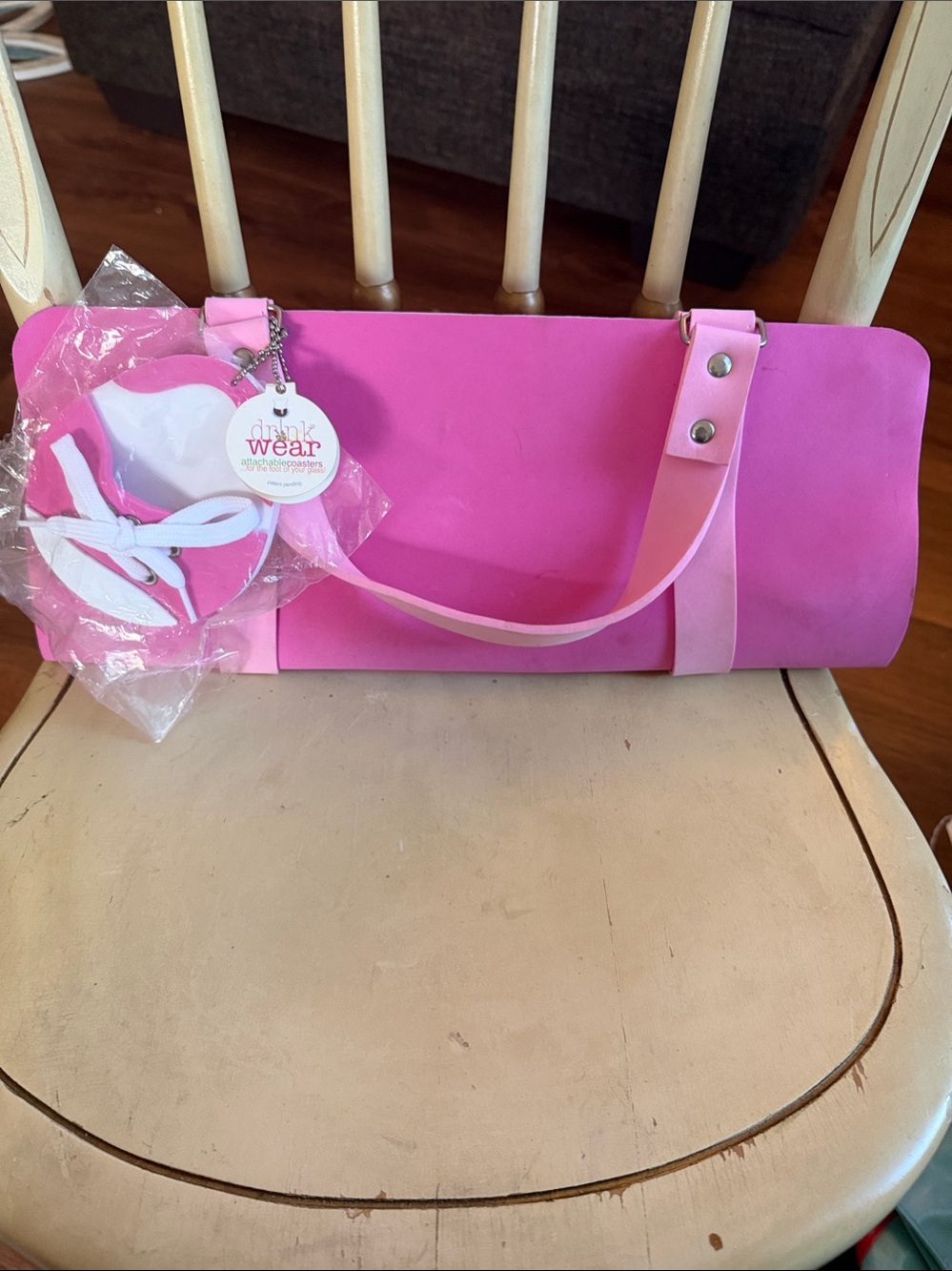 New Drink Wear Flip Flop Wine Glass Coasters Set & Pink Folding Tote Bag